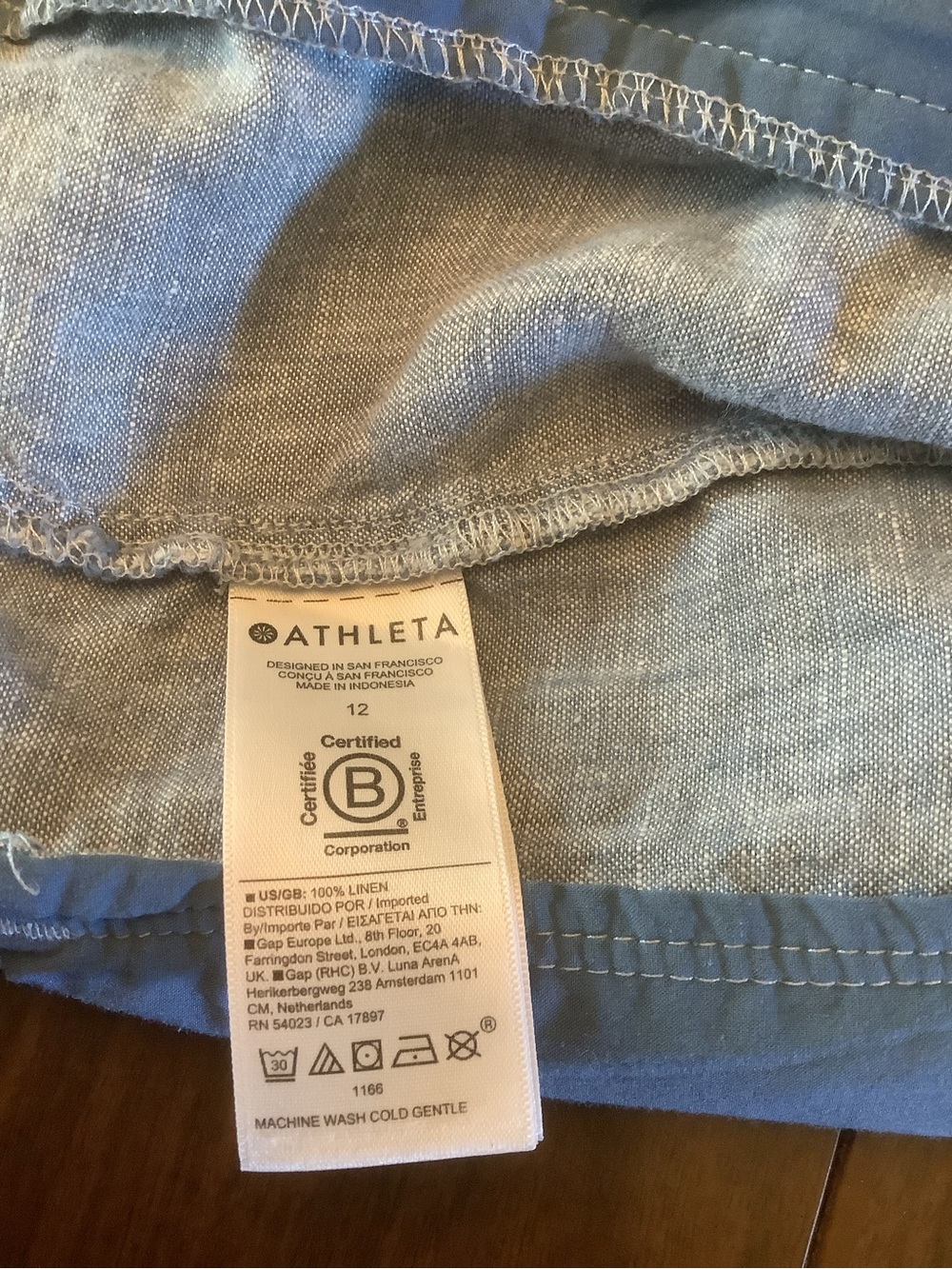 Athleta Cabo Linen Shorts Blue Slub 100% Linen Pull-On Elastic Waist Size 12 - Picture 11 of 11